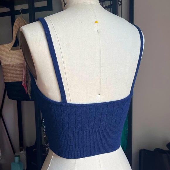 Polo cable-knit cashmere wool crop top new - Picture 3 of 6